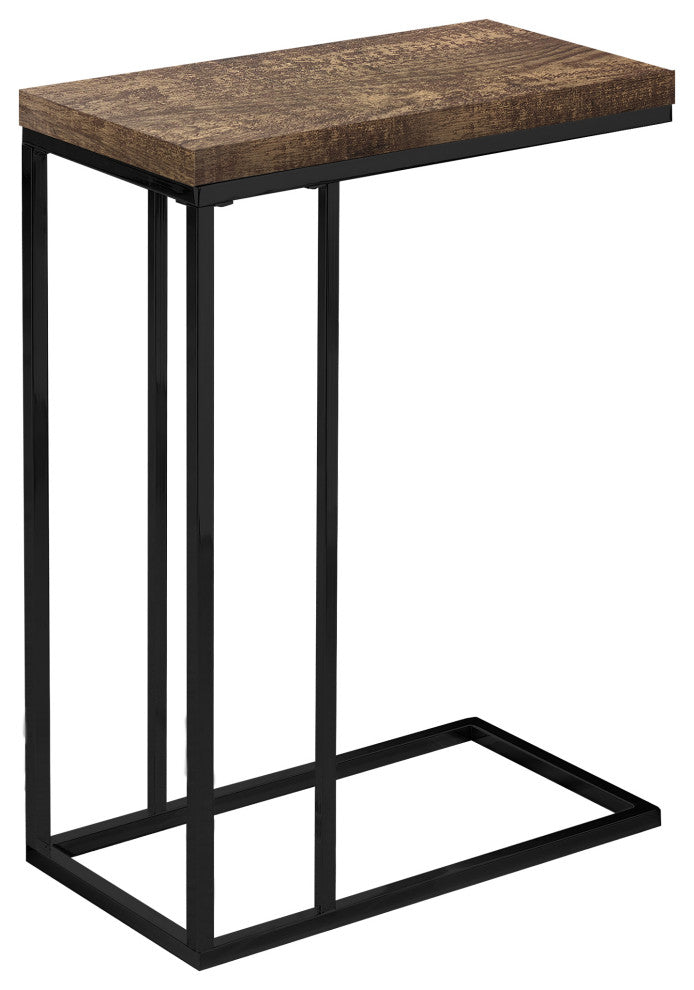 HomeRoots 18.25" x 10.25" x 25.25" BrownBlack Particle Board Metal Accent Table