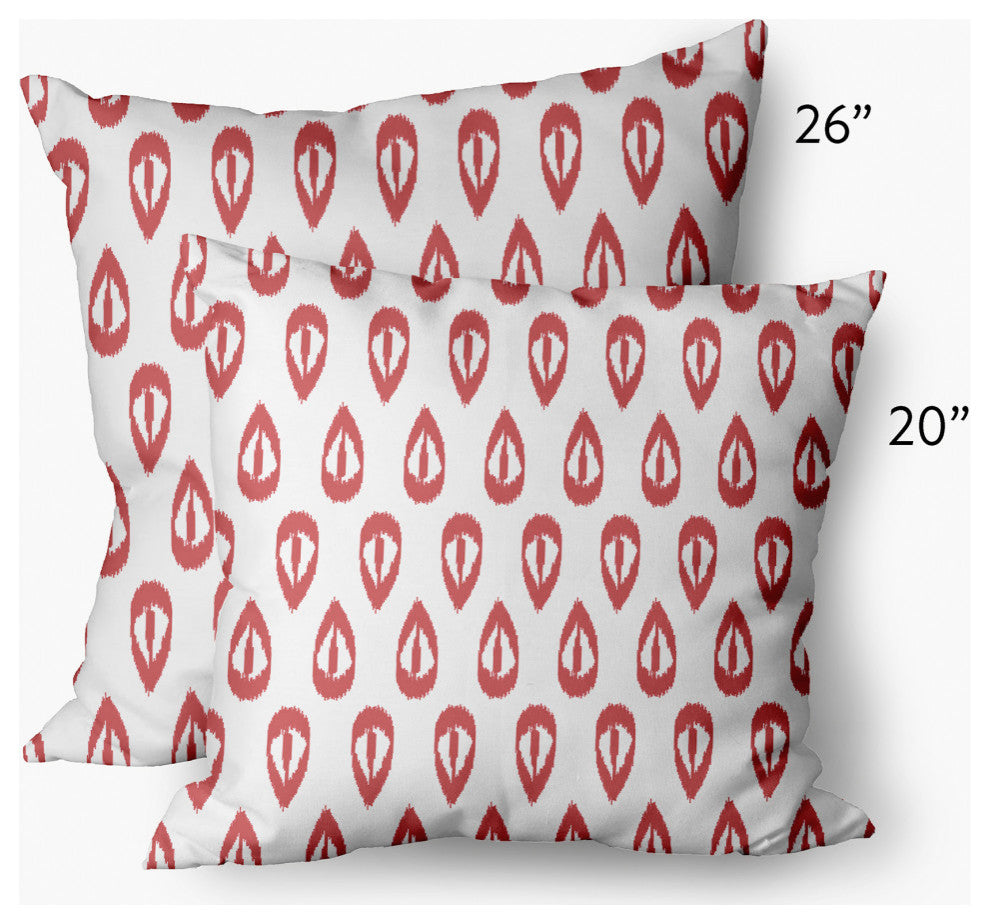 Ikat Tears Decorative Throw Pillow, Red-Orange, 26x26"
