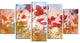 Cute Poppy Flowers in Sunlight, Floral Canvas Art Print, 60"x32", 5 Panels