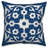 Blue and White Tile 20x20 Throw Pillow Cover