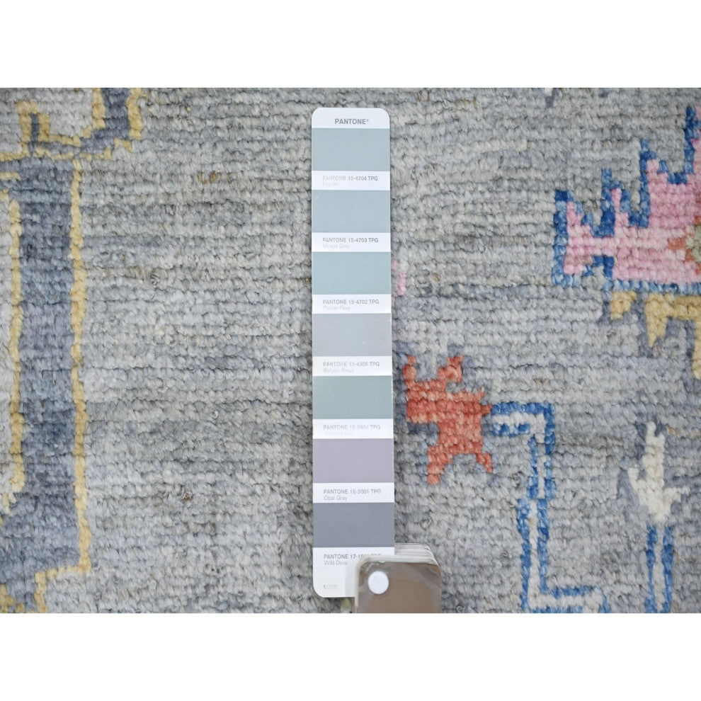 Cloud Gray Anatolian Village Inspired Wool Hand knotted Oriental Rug 10'1"x13'9"