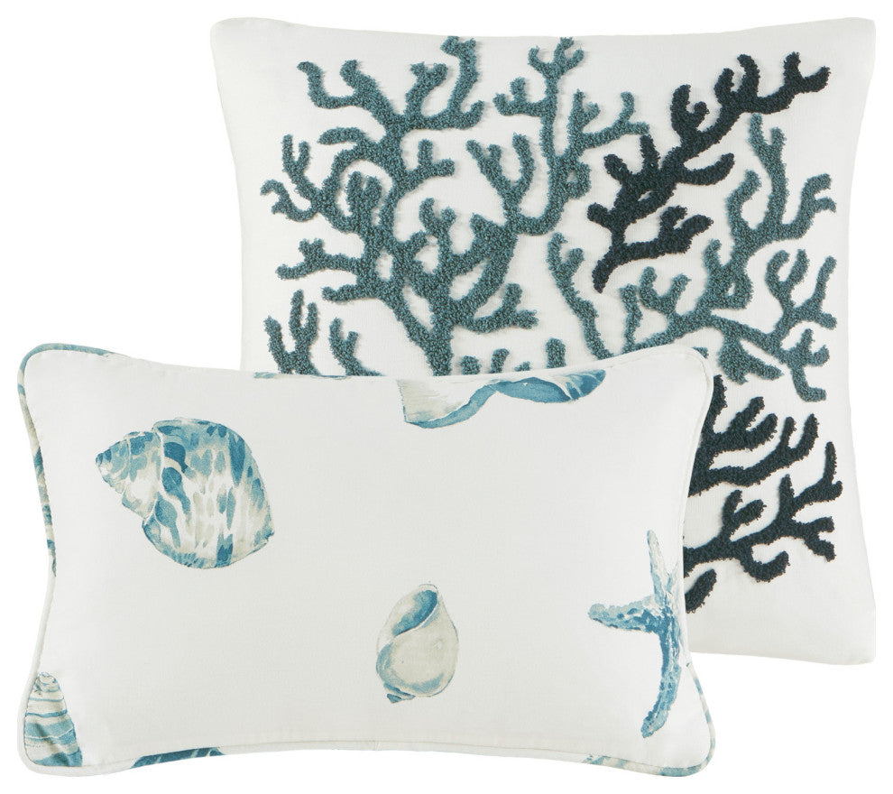 Harbor House Coastal Beach House Blue Seashells Comforter Set