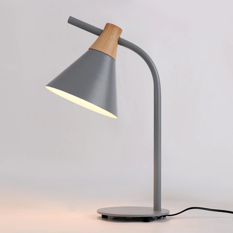 Modern simple iron wood desk lamp for study, bedroom, parlor, bookstore, hotel, G