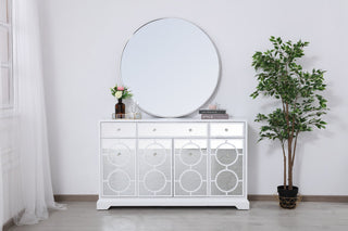 60" Mirrored Credenza, White