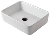 Elavo Ceramic Rectangle Vessel White Sink, PU Drain Oil Rubbed Bronze