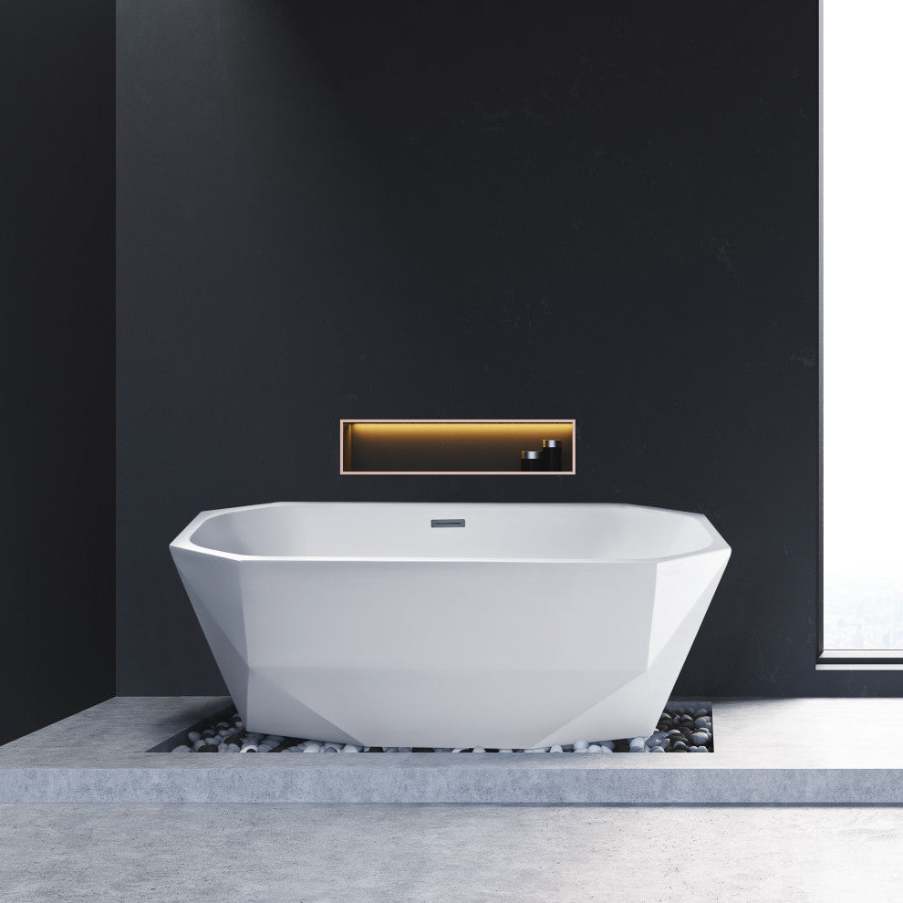 59" Streamline Freestanding Tub and Tray With Internal Drain