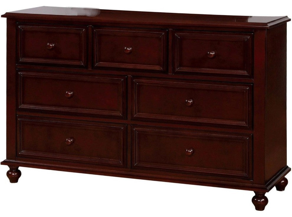 Benzara BM166126 Wooden Dresser With Bun feet, Dark Brown