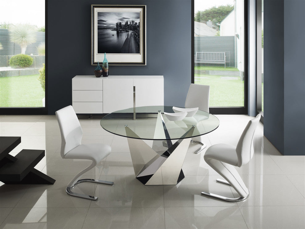 Boulevard Set of 2 Dining Chair, Pu Leather, White