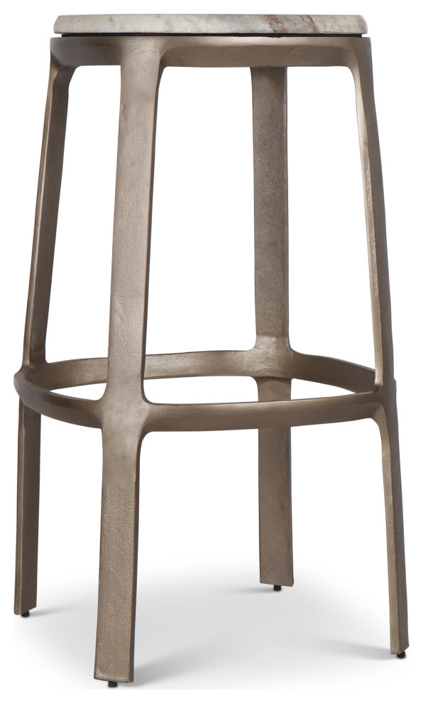 Marbelle Alfie Marble Bar Stool Toronto Sand/Antique Nickel Finish