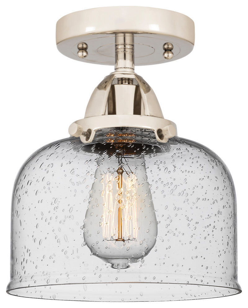 Large Bell Semi-Flush Mount, Polished Nickel, Seedy, Seedy