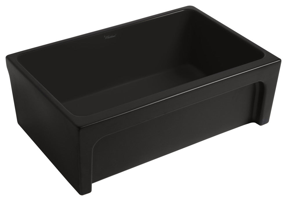 Whitehaus WHQ5530-M-BLACK Glencove Fireclay Kitchen Sink, Matte Black