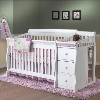 Pemberly Row 4 in 1 Convertible Wood Crib and Changer Combo in White