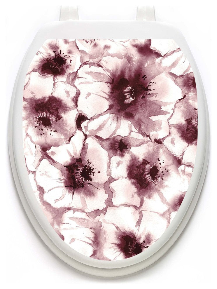 Poppy Clouds Toilet Tattoos, Toilet Lid Decal, Elongated