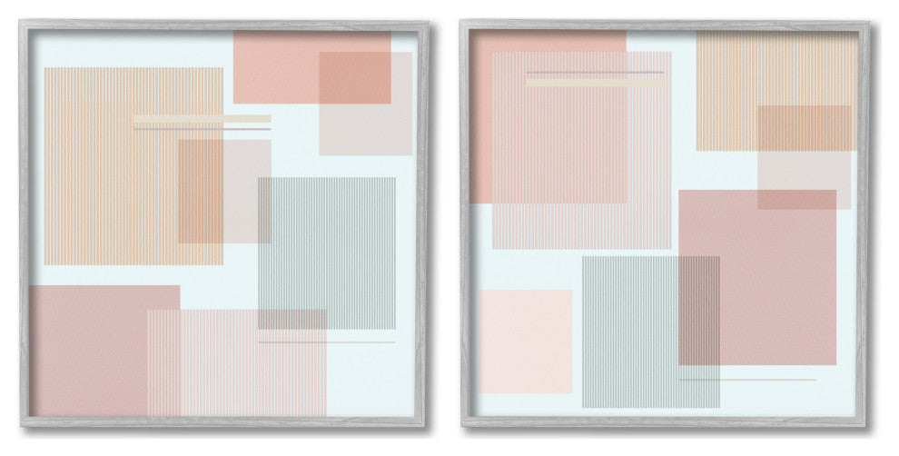 Geometric Square Shape College Industrial Stripe Patterned Abstraction,12 x 12