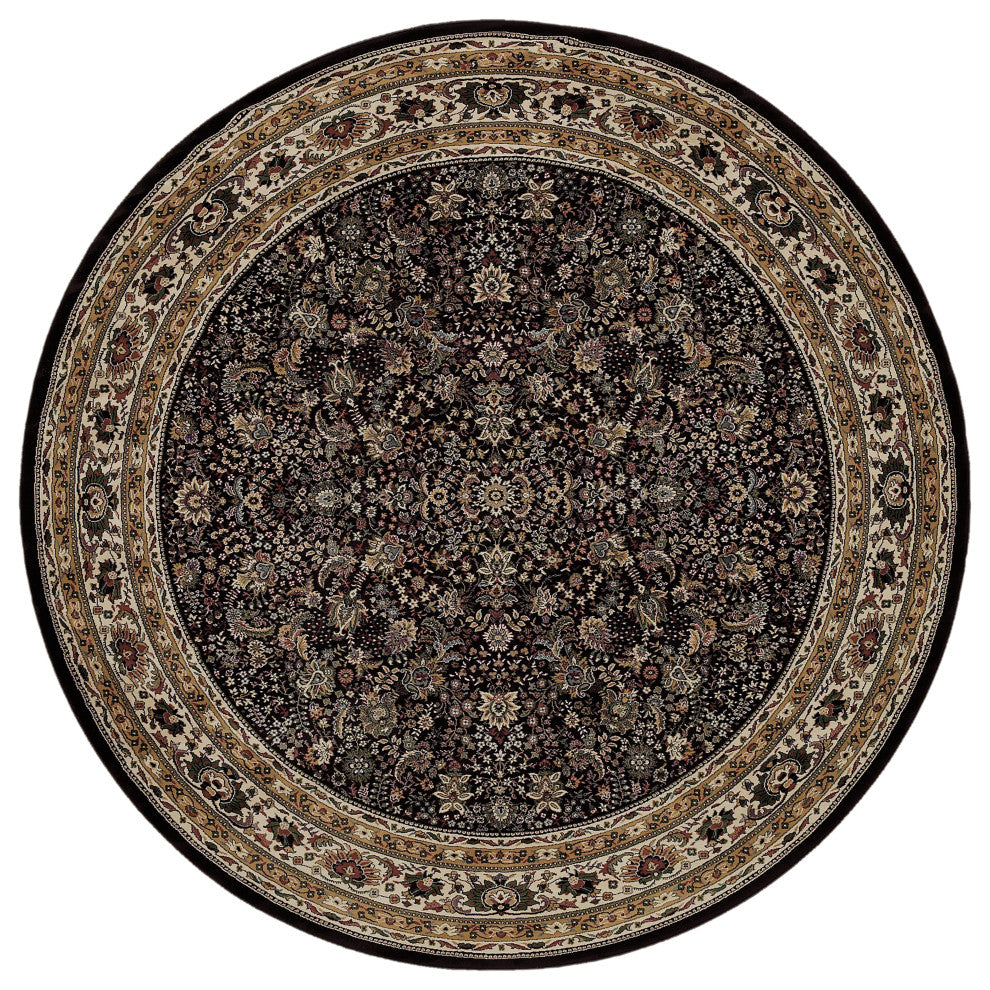 Oriental Weavers Ariana Collection Black/Ivory Oriental Indoor Area Rug 6' RND