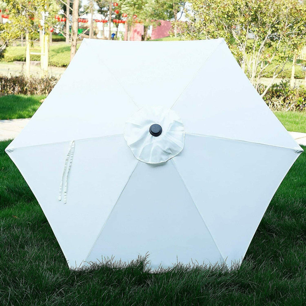 8' Outdoor Patio Steel Market Umbrella With Push Button Tilt and Crank, White