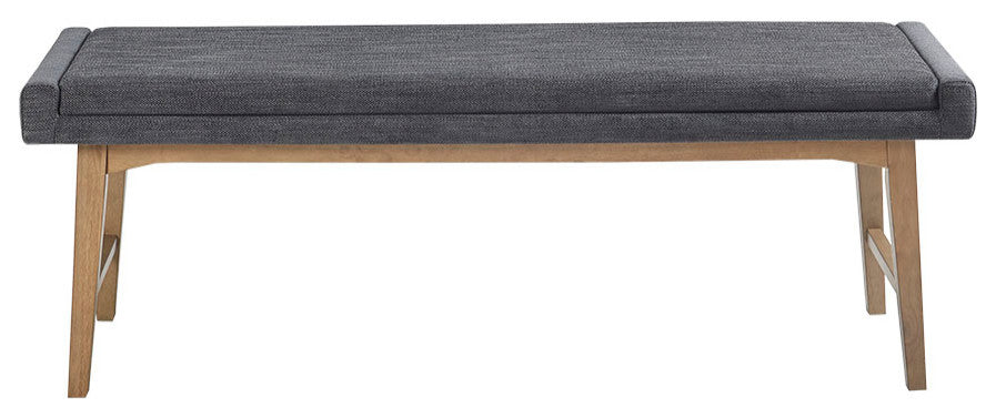 INK+IVY April Modern Mid-Century Upholstered Accent Bench, Grey