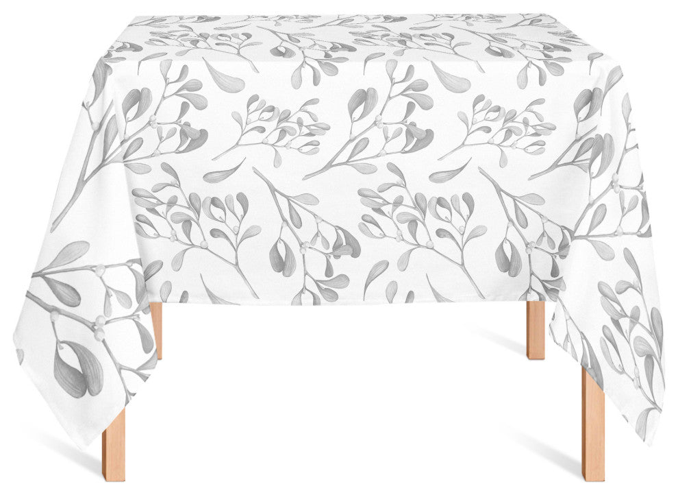 Watercolor Leaves And Berries Gray 2 58x58 Tablecloth