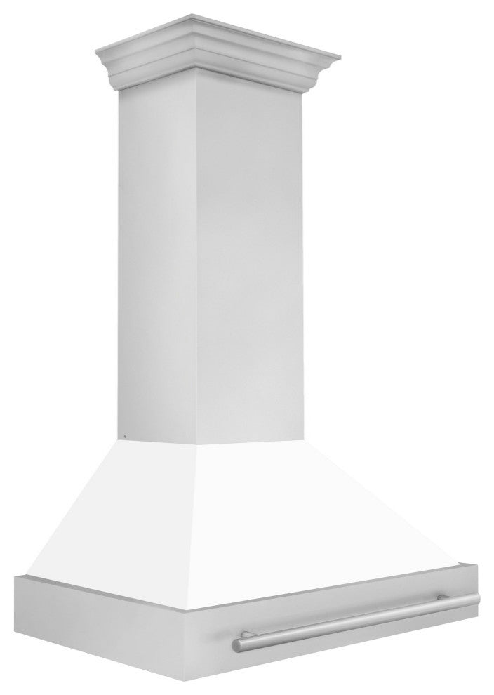 ZLINE 36" Wall Mount Hood Stainless Steel With White Matte Shell, 8654STX-WM-36