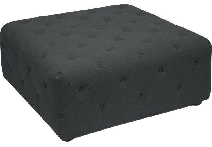 Baxton Studio Teague Beige Linen Modern Tufted Ottoman, Gray