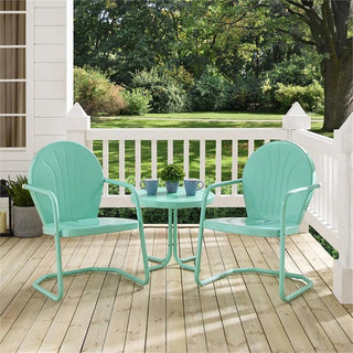 Crosley Furniture Griffith 3 Piece Metal Patio Conversation Set in Aqua