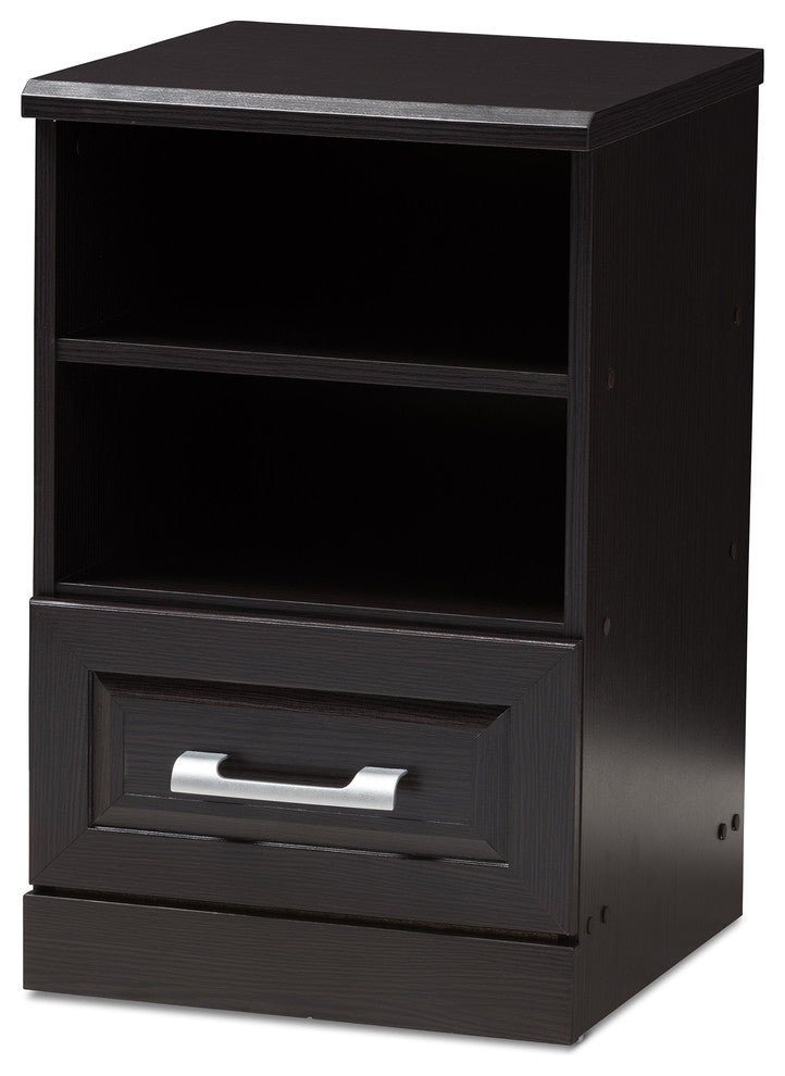 Odelia Modern and Contemporary Wenge Brown Finished 1-Drawer Nightstand