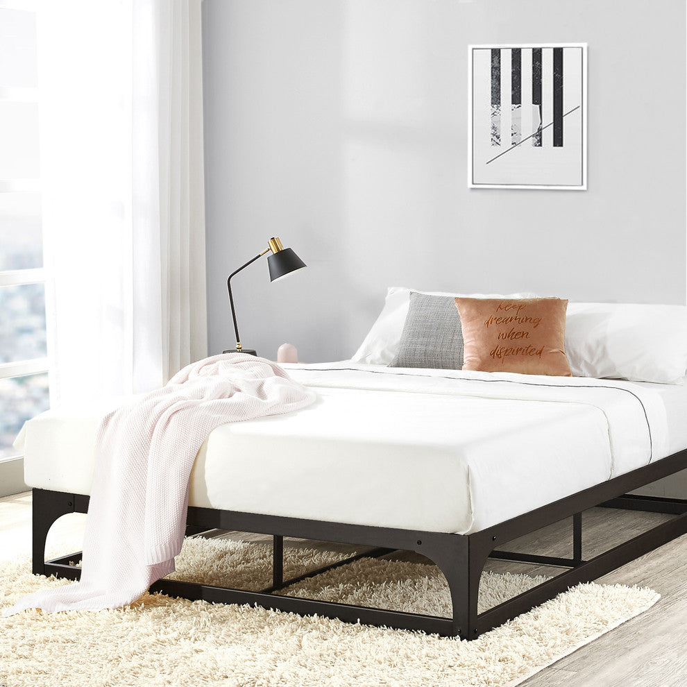 Ace of Base Hinged 12" Metal Platform Bed Frame, Matte Black, Twin