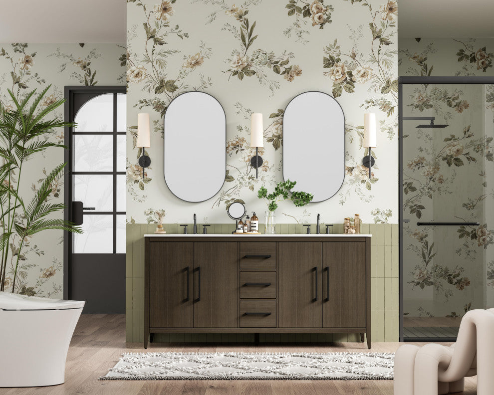 Home Living 72" Double Bathroom Vanity, Mocha Brown