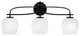 Cavella 3 Light Bath Bar, Matte Black Finish, 6" White Marble Glass