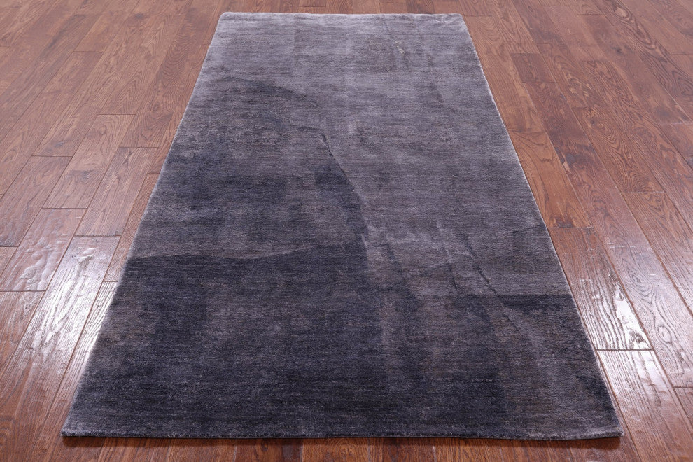 3' 7" X 7' 6" Modern Silk Hand Knotted Rug Q9090