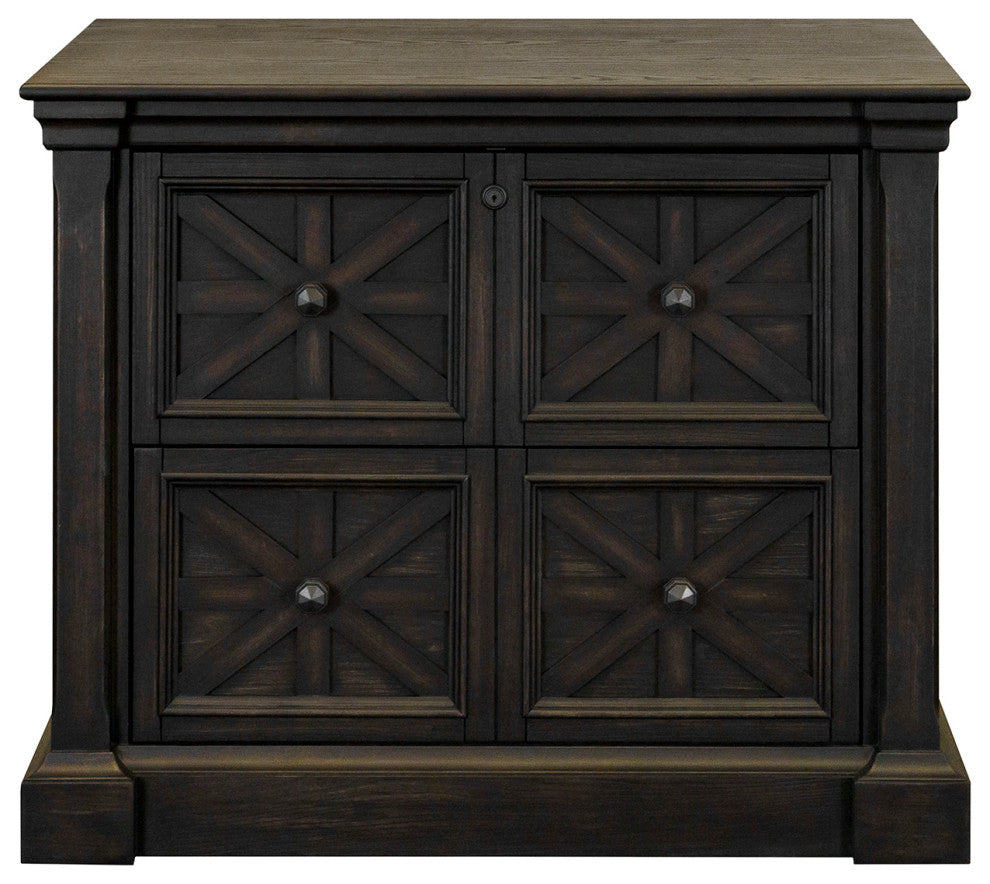 Traditional Wood Lateral File Storage File Drawer Fully Assembled Dark Brown
