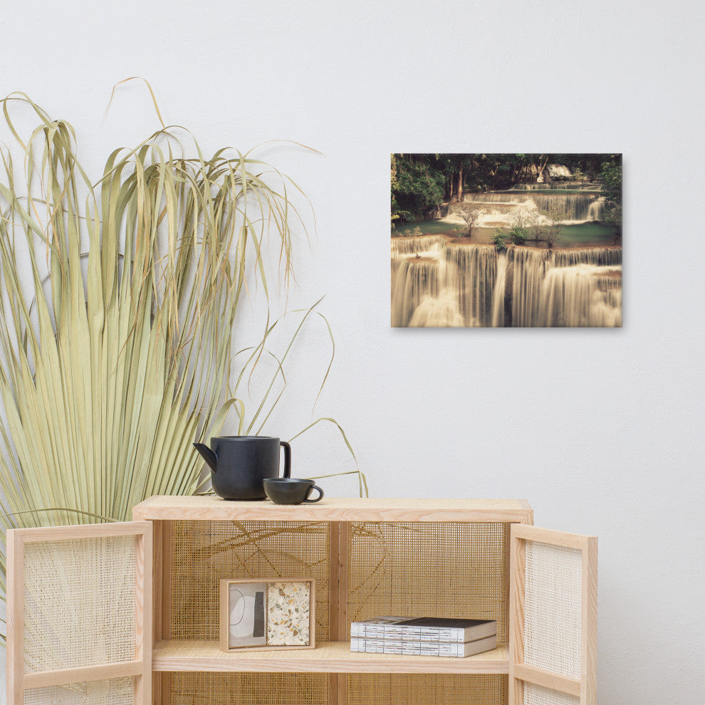 Misty Huay Mae Khamin Waterfall Thailand Landscape Photo Canvas Wall Art Prints, 18" X 24"