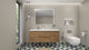 Belli 60" Left Single Sink Wall Mount Vanity, Natural Oak, Glossy White Top