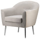 30 Inch Modern Accent Armchair, Fabric Upholstery, Chrome Metal Legs, Ivory