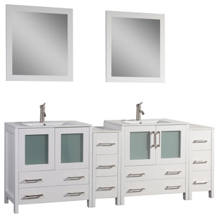 Vanity Art Vanity Set With Ceramic Top, 84", White