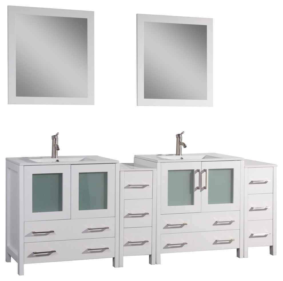 Vanity Art Vanity Set With Ceramic Top, 84", White