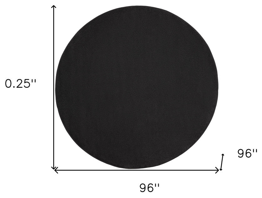 8' X 8' Black Round Non Skid Indoor Outdoor Area Rug