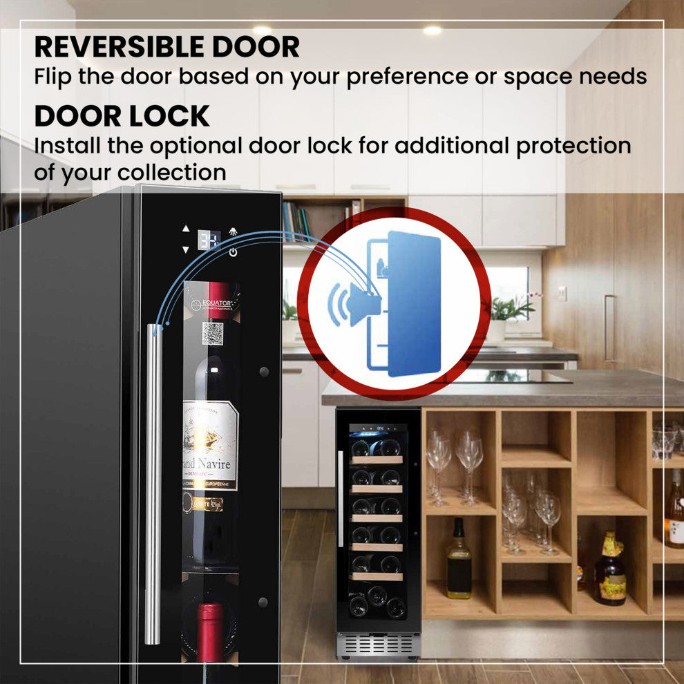18 bottle Built-in/Freestanding Wine Ref with 7 color LED Lights, Black