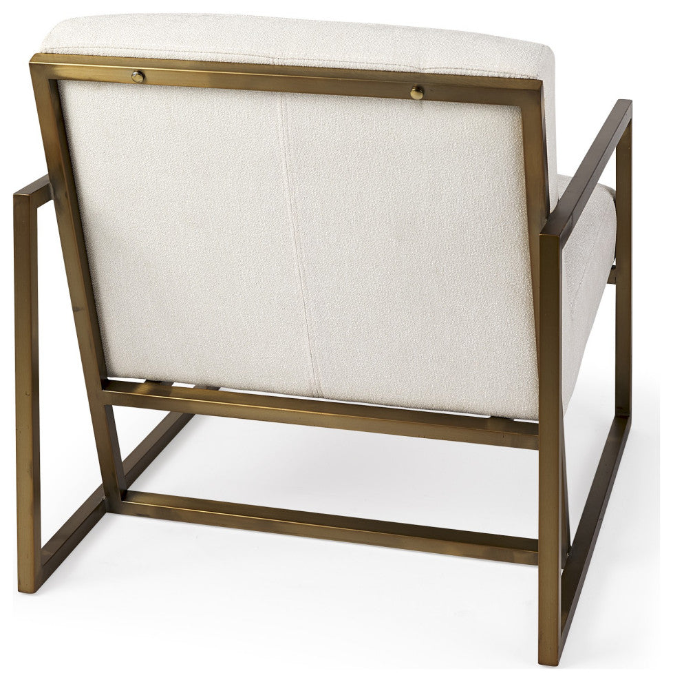 Geo Modern Cream and Gold Accent or Side Chair