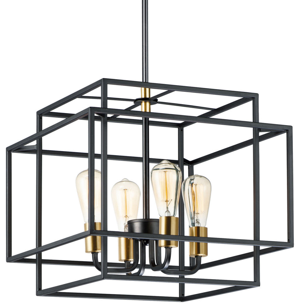Maxim 10247 Liner 4 Light 18"W Pendant - Black / Satin Brass