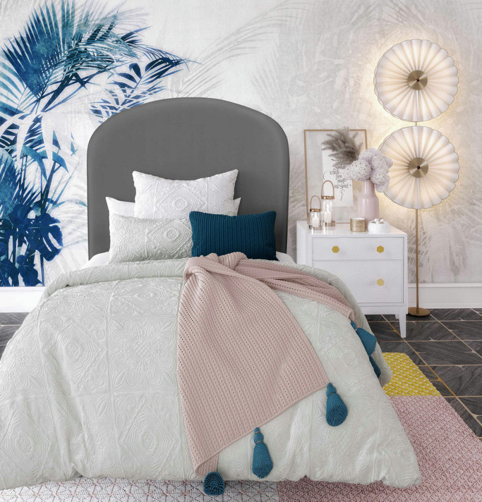 TOV Furniture Vivi Grey Velvet Bed in Twin