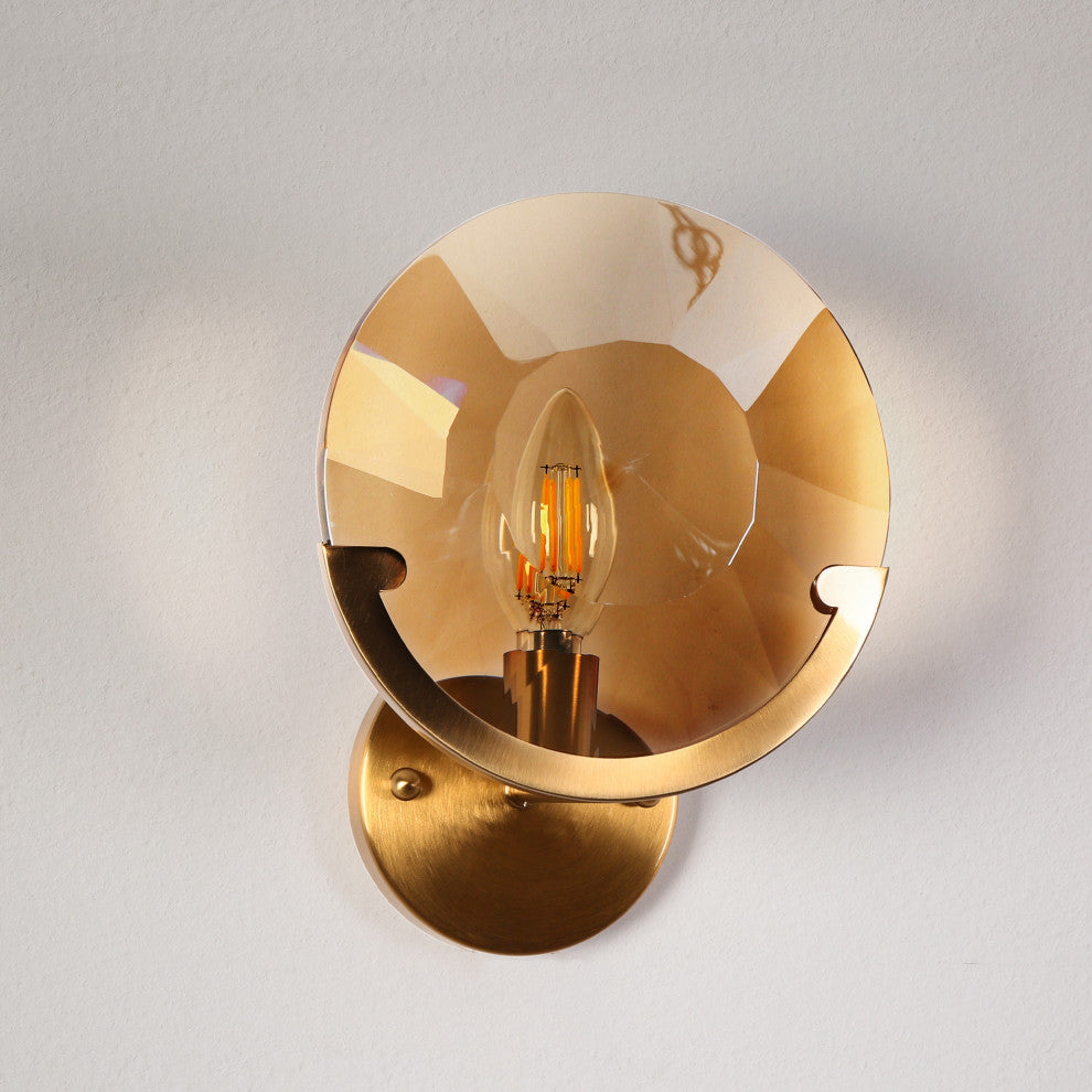 LNC Aedrusson 1-Light 7.9" Modern Geometric Crystal Wall Sconce, Brass