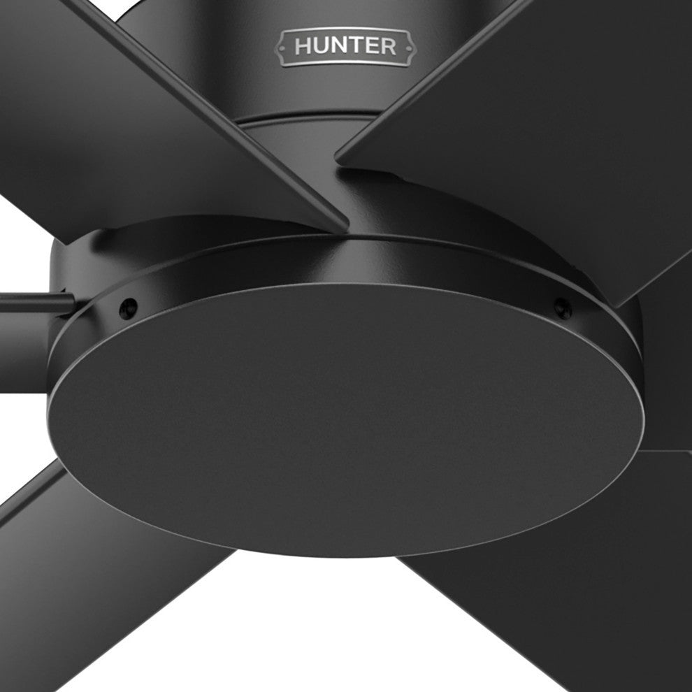 Hunter 52" Kennicott Matte Black Damp Rated Ceiling Fan and Wall Control