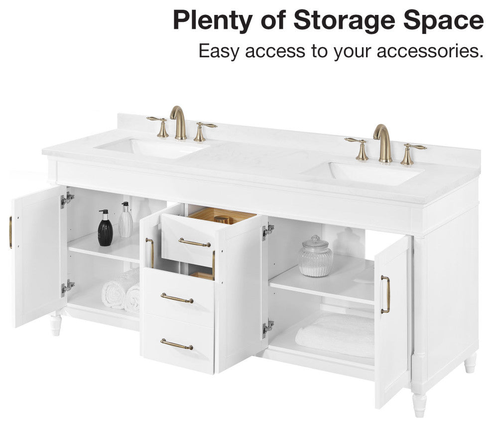 OVE Decors Salisbury Bathroom Vanity, White, 72 in