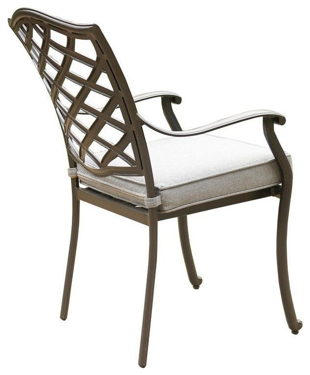 Fletcher Aluminum Dining Arm Chair With Cushion, Set of 2, Cast Slate Sunbrella