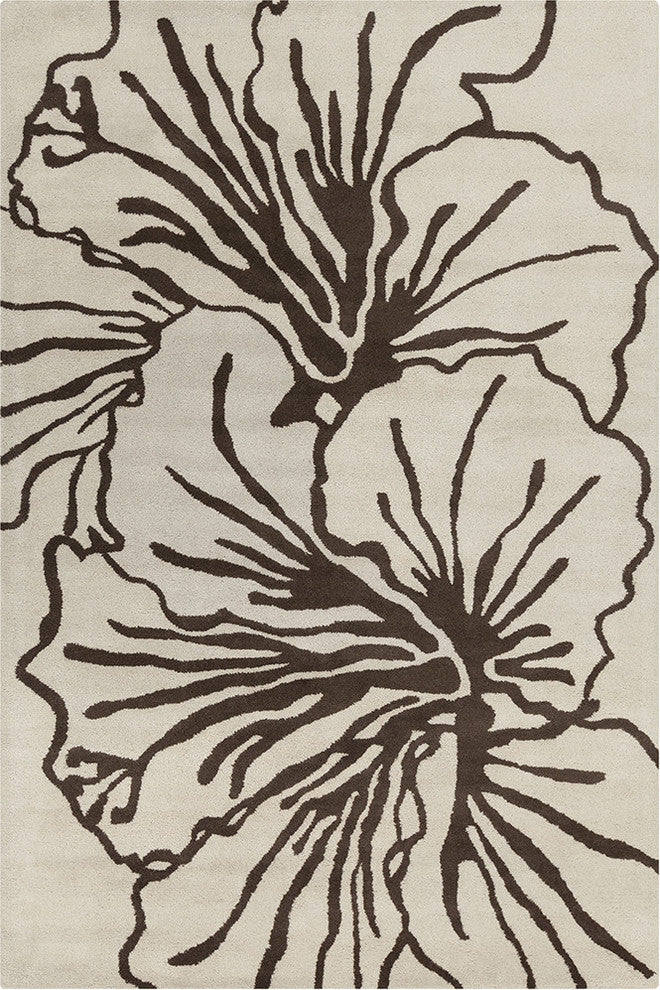 Allie Hibiscus Flower Contemporary Area Rug