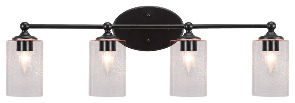 Capri 4-Light Bath Bar, Matte Black/Clear Bubble