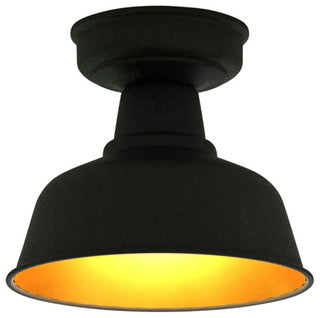Cody Oil Rubbed Bronze and Light Gold Farmhouse Outdoor Flush Ceiling Light