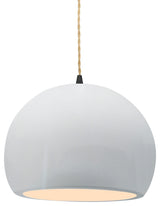 Radiance Medium Globe Pendant, Gloss White Frame, Matte Black, LED-Cord