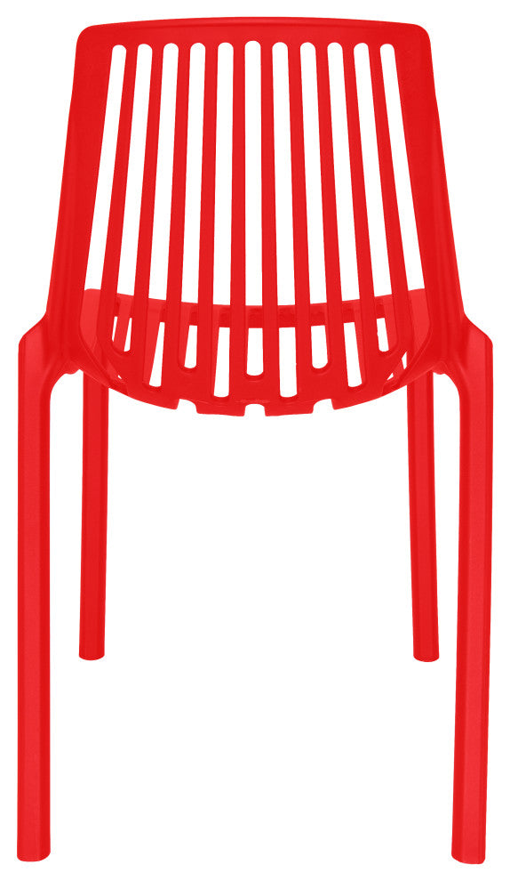 LeisureMod Acken Mid-Century Modern Plastic Dining Chair, Red
